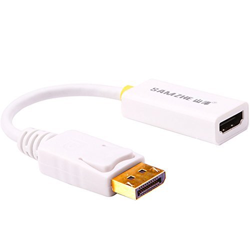 SAMZHE Gold Plated DisplayPort to HDMI Adapter Male to Female 1080P with Video and Audio in White