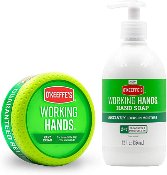 O'Keeffe's Working Hands Hand Cream 3.4oz Jar   Working Hands Moisturizing Hand Soap 12oz Pump, white