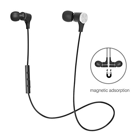 Bluetooth 4.1 In Ear Headphones Wireless Earbuds Sports Magnetic Earphones with Built-in Mic (Sweatproof with IPX5 Splash Proof Rating, Stereo, Up to 7 Hours Talk Time)