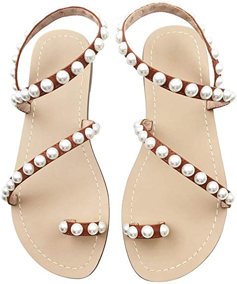 JF shoes Women's Crystal with Rhinestone Bohemia Flip Flops Summer Beach T-Strap Flat Sandals
