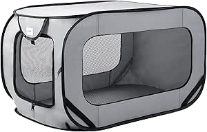 Love's cabin 48in Portable Large Dog Bed - Pop Up Dog Kennel, Indoor Outdoor Crate for Pets, Portable Car Seat Kennel, Cat Bed Collection, Grey