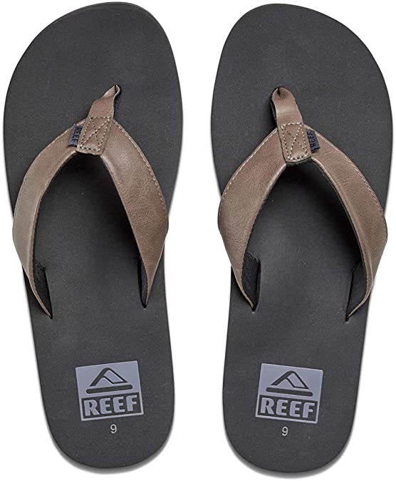 Reef Men's Sandal Twinpin | Comfortable Men's Flip Flop With Vegan Leather Upper, Grey, 7