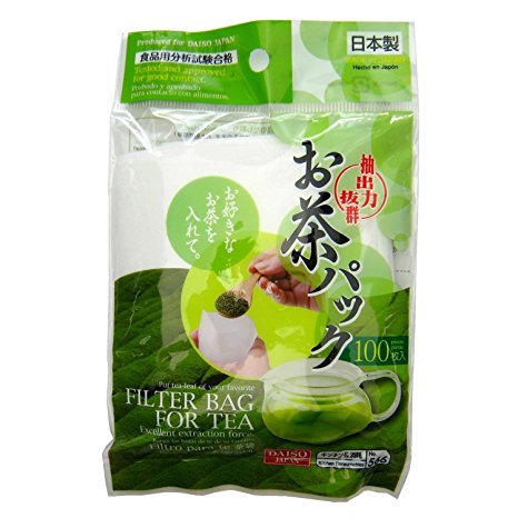 Daiso Japan Loose Tea Filter Bag, 3.7x2.8inch (100pcs)