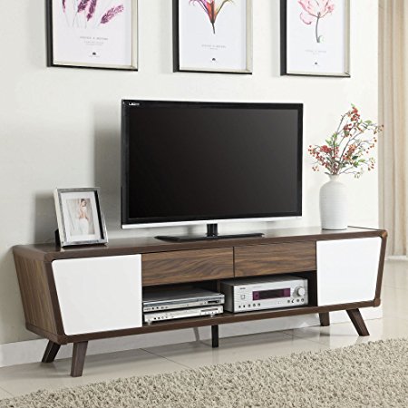 Coaster 74" TV Stand in Chestnut and Glossy White