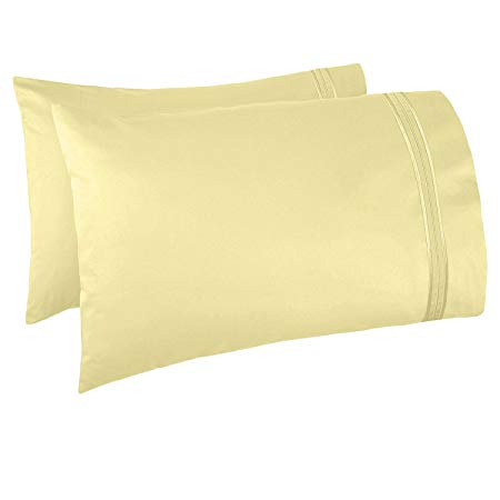 Nestl Bedding Set of 2 Premium Pillowcases – Luxury Super Soft 100% Double Brushed Microfiber, Hypoallergenic & Breathable Design, Soft & Comfortable Hotel Luxury – Standard/Queen - Vanilla Yellow