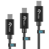 Micro USB Cable Rankie 3-Pack 1ft 3ft 6ft Premium Micro USB Cable High Speed USB 20 A Male to Micro B Sync and Charging Cables for Samsung HTC Motorola Nokia Android and More