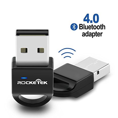 Bluetooth USB Adapter, Rocketek® Bluetooth 4.0 Low Energy USB Dongle Adapter for PC , Bluetooth Transmitter and Receiver For Windows 10 / 8 / 7 / Vista - Plug and Play for Win 7 and above