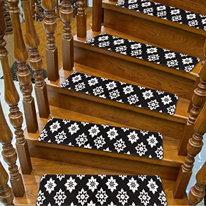 Stair Treads Carpet, FOME Set of 15 Super Absorbent Stair Runners for Wooden Steps Non-Slip Stair Treads Indoor with Rubber Bottom Washable Tread Mats Staircase Step Rugs for Dogs Kids Elder 8"x30"