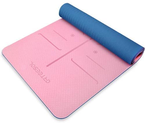 arteesol Yoga Mat, Exercise Mat Non Slip Workout Mat Anti-Tear Eco Friendly TPE Gym Mats,for Yoga,Workout,Gym & Fitness, Women Men,with Carrying Strap, 72” x24”x 1/4”