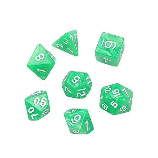 Oun Nana Polyhedral 7-Die Dice Set-Green