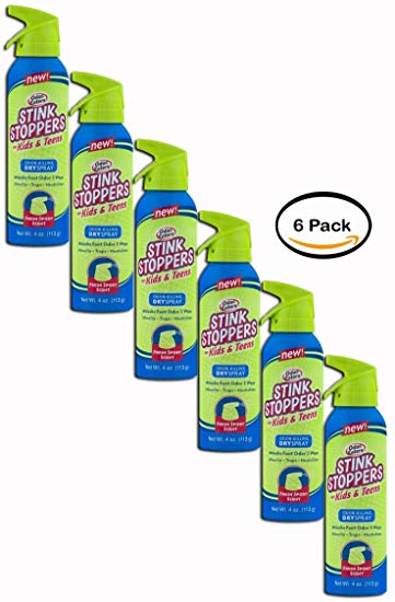 PACK OF 6 - Odor-Eaters Stink Stoppers For Kids & Teens Odor-Killing Dry Spray Fresh Sport Scent, 4.0 OZ