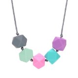Silicone Teething Necklace - 12 Color Choices - Baby Safe For Mom To Wear - BPA-Free Chew Beads - Stylish and Natural Josie Grey-Mint-Pink-Turquoise-Purple