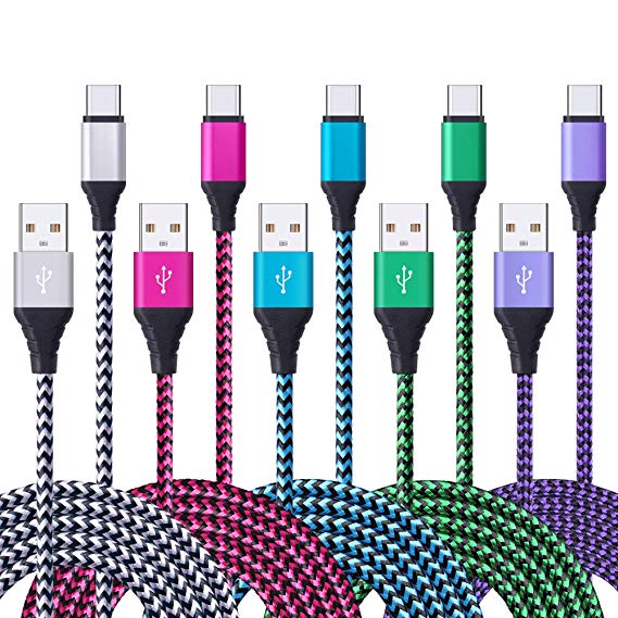 FiveBox 5Pack 6FT USB Type C Cable Phone Charger Fast Charging Cord Compatible Motorola Moto G7, G7 Power, G7 Play, G6, G6 Plus(Not for G6 Play), Z3, Z3 Play, Z3 Force, Z2, Z2 Force, Z Droid