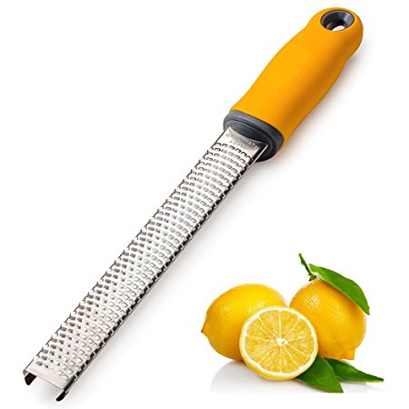 Xubox Citrus Lemon Zester & Cheese Grater, Parmesan Cheese, Lemon, Ginger, Garlic, Nutmeg, Chocolate, Vegetables, Fruits Zester Stainless Steel Blade with Safety Protection Cover - Dishwasher Safe