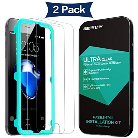 iPhone 7 Screen Protector, ESR iPhone 7 Screen Protector Tempered Glass Scratch Proof Easy to Install High Definition Ultra Clear Protector for 4.7 inches iPhone 7 _2 Pack