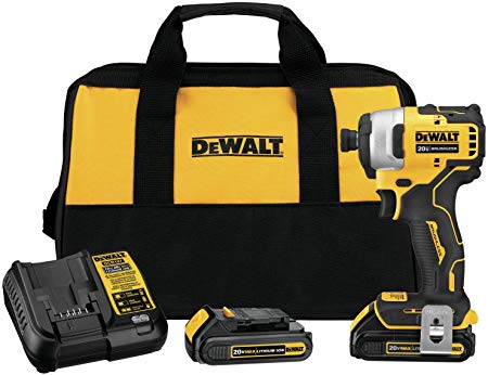 DEWALT DCF809C2 Atomic 20V Max Lithium-Ion Brushless Cordless Compact 1/4 In. Impact Driver Kit W/ 2 Batteries