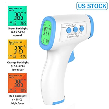 Infrared Digital Forehead Thermometer Non-Contact Accurate Digital Thermometer Portable Infrared Thermometer with LCD Display for Adults Infants Baby Kids-Blue