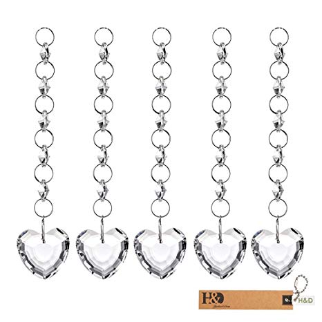 H&D 15PCS Crystals Chandelier Ornaments Hanging Prisms Fengshui Suncatcher Rainbow Pendant Maker (heart hanging drop)