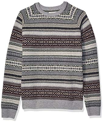 Amazon Brand - Goodthreads Men's Lambswool Fairisle Crewneck Sweater