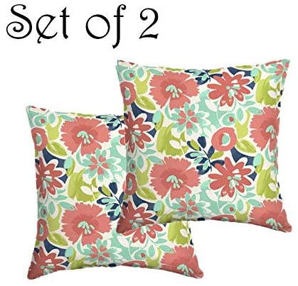 Comfort Classics Inc. Set of 2 Indoor/Outdoor Throw Pillow 16" x 16" x 5" in Polyester Harrison Floral