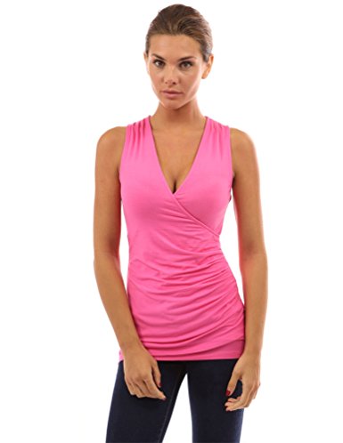 PattyBoutik Women's V Neck Ruched Side Tank Top