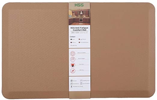 KSS Fatigue Cushioned Kitchen-Mat Standing - Ergonomic Comfort Floor Rugs and Mats to Relieve Foot Knee Back Pain - Perfect for Kitchen Garage Office Desk Sink Laundry(Light Brown 18×24 in)
