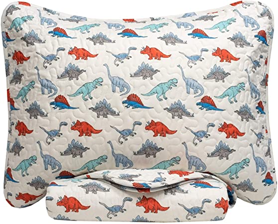 Sweet Home Collection 3 Piece Quilt Set Kids Design Fun Colorful and Comfortable Boys and Girls Toddler Hypoallergenic Soft Bedding, Full/Queen, Dinosaur