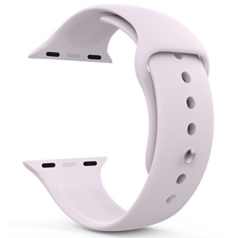 MoKo Apple Watch Band Series 1 Series 2, Soft Silicone Replacement Sports Band for 38mm Apple Watch 2015 & 2016 All Models, LAVENDER (Not fit 42mm Versions)