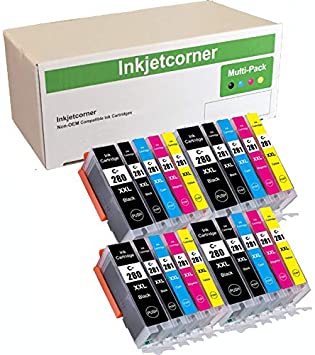 Inkjetcorner Compatible Ink Cartridges Replacement for PGI-280XXL CLI-281XXL PGI 280 XXL CLI 281 for use with TR8620 TR8622 TR7520 TS6320 TS6120 TS6220 TR8520 TS9520 TS702 (20-Pack)