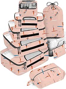 Veken 8 Set Packing Cubes for Suitcases, Travel Bag Organizers for Carry on Luggage, Suitcase Organizer Bags Set for Travel Essentials Travel Accessories in 4 Sizes(Extra Large, Large, Medium, Small)