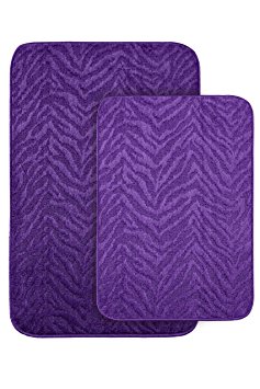 Garland Rug Zebra 2-Piece Bath Rug Set, Purple