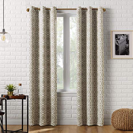 Sun Zero Barnett Trellis Blackout Grommet Curtain Panel 40" x 84" Taupe