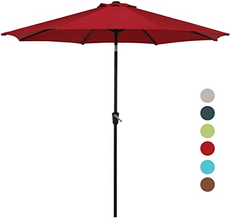 Grand patio 9 FT Enhanced Aluminum Patio Umbrella, UV Protected Outdoor Umbrella with Auto Crank and Push Button Tilt, Red