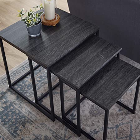Classic Brands Nesting End Table, Rustic Black