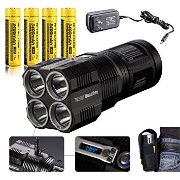 Bundle: Nitecore TM26GT 3500 Lumens 124000cd 4*CREE XP-L HI V3 LED Flashlight by 4PCs 3400mAh NL189 18650 Batteries Wall Charger 2Pcs EASTSHINE EB182 Battery Cases
