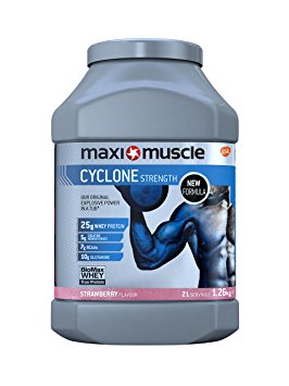 Maximuscle Cyclone Whey Protein Powder with Creatine, Strawberry, 1.26 kg