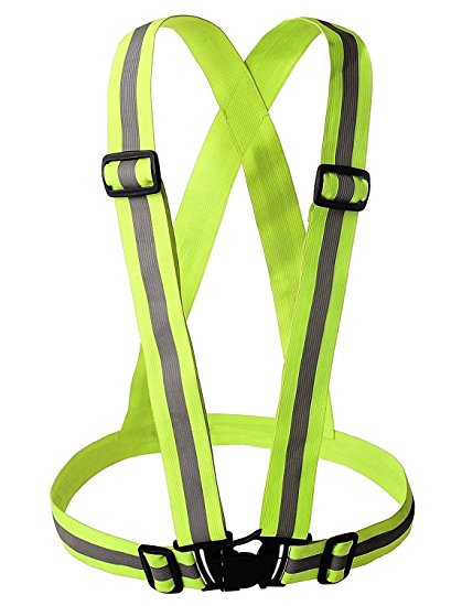 LISEN® Reflective Vest provides High Visibility day & night for Running, Cycling, Walking etc. Easily Adjustable, Lightweight, Elastic Reflective Belt Vest/Reflective Running Vest/Cycling Vest/Safety Vest gives a versatile comfortable Fit Over Sports Gear