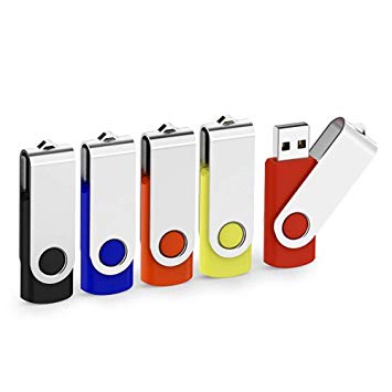 KEXIN 5 Pack 64GB USB 3.0 Flash Drives USB Stick 64 GB USB Key Bulk Drives Memory Sticks Thumb Drives Pen Drives Zip Drives 5 Color Black Blue Red Yellow Orange