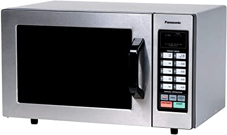 Panasonic Countertop Commercial Microwave Oven with 10 Programmable Memory, Touch Screen Control and Bottom Energy Feed, 1000W, 0.8 Cu. Ft. (Stainless Steel), 5"