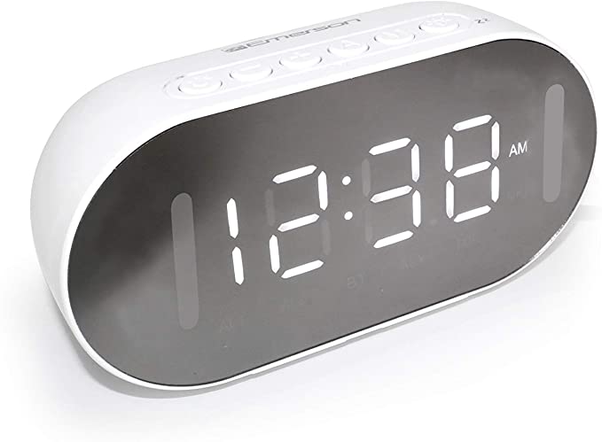 Emerson Dual Alarm Clock with Bluetooth Speaker, FM Radio, Phone Rest, Temperature Sensor and Night Light ER100206