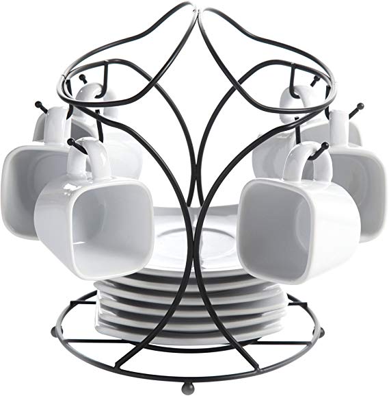 Gibson Overseas, Inc. 101992.13RM Gracious Dining Espresso & Saucer Metal Rack, White, 1, Espresso and Saucer Set