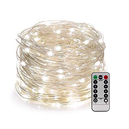 YIHONG 66ft 200Leds Fairy Lights USB Powered,8 Modes Christmas String Lights with Remote Control Timer Twinkle Firefly Lights for Bedroom Garden Indoor Decor - White