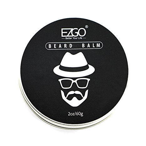 EZGO Beard Balm Leave-in Wax Conditioner for Men - All Natural - Vegan Friendly Organic Oils and Butters - 2 OZ