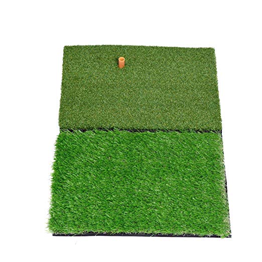 SkyLife Dual-Turf Golf Hitting Grass Mat, Portable Training Fairway Rough Turf, Driving Chipping Golf Equipment, Home Backyard Garage Outdoor Practice (16’’x 25’’)