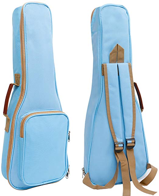 ZEALUX ® High-quality A series of colors Adjustable Shoulder Strap 10MM Sponge Fill Ukulele Case Bag & Uke Case (21 in, Light Blue)