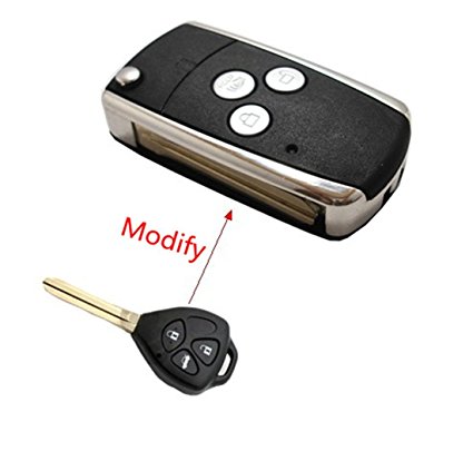 TCKEY NEW Replacement Car Key Flip Keyless Entry Remote Key Shell Case for Toyota Rav4 Corolla Camry Matrix Scion Tc 3 Buttons