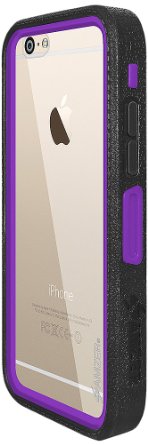 Amzer Crusta Rugged Embedded Tempered Glass Case with Belt Clip Holster for iPhone 6 Plus, iPhone 6s Plus (For Silver, Gold & Rose Gold iPhone 6/6s Plus) - Black on Purple