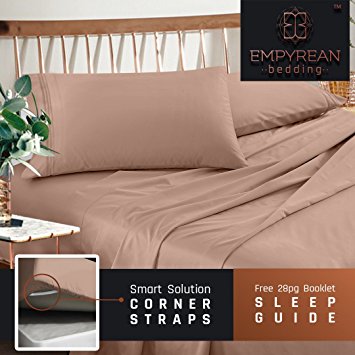 Premium Queen Size Sheets Set - Taupe Sand Hotel Luxury 4-Piece Bed Set, Extra Deep Pocket Special Super Fit Fitted Sheet, Best Quality Microfiber Linen Soft & Durable Design   Better Sleep Guide