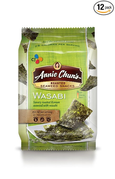 Annie Chun's Roasted Seaweed Snacks, Wasabi, 0.35 Ounce (Pack of 12)