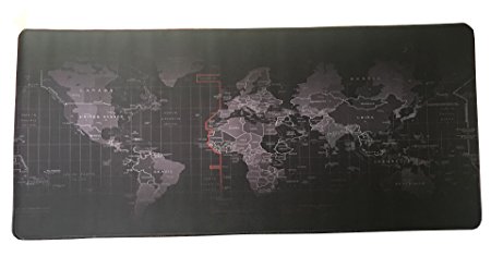 YBKJ Large Mouse Pat & Computer Game Mouse Mat (35.4x15.7x0.1IN, Map) (World map)